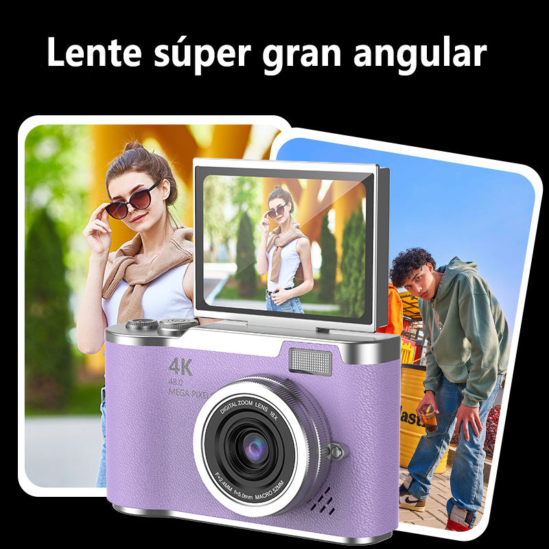 Cámara Digital 4K Retro Pantalla Abatible 8X Zoom