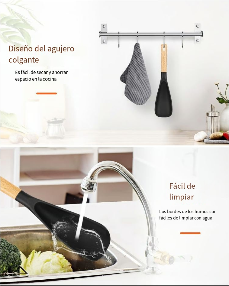 Cuchara Espátula de Silicona 2 en 1 – Mango Largo y Corto 🍳 - Gimideal