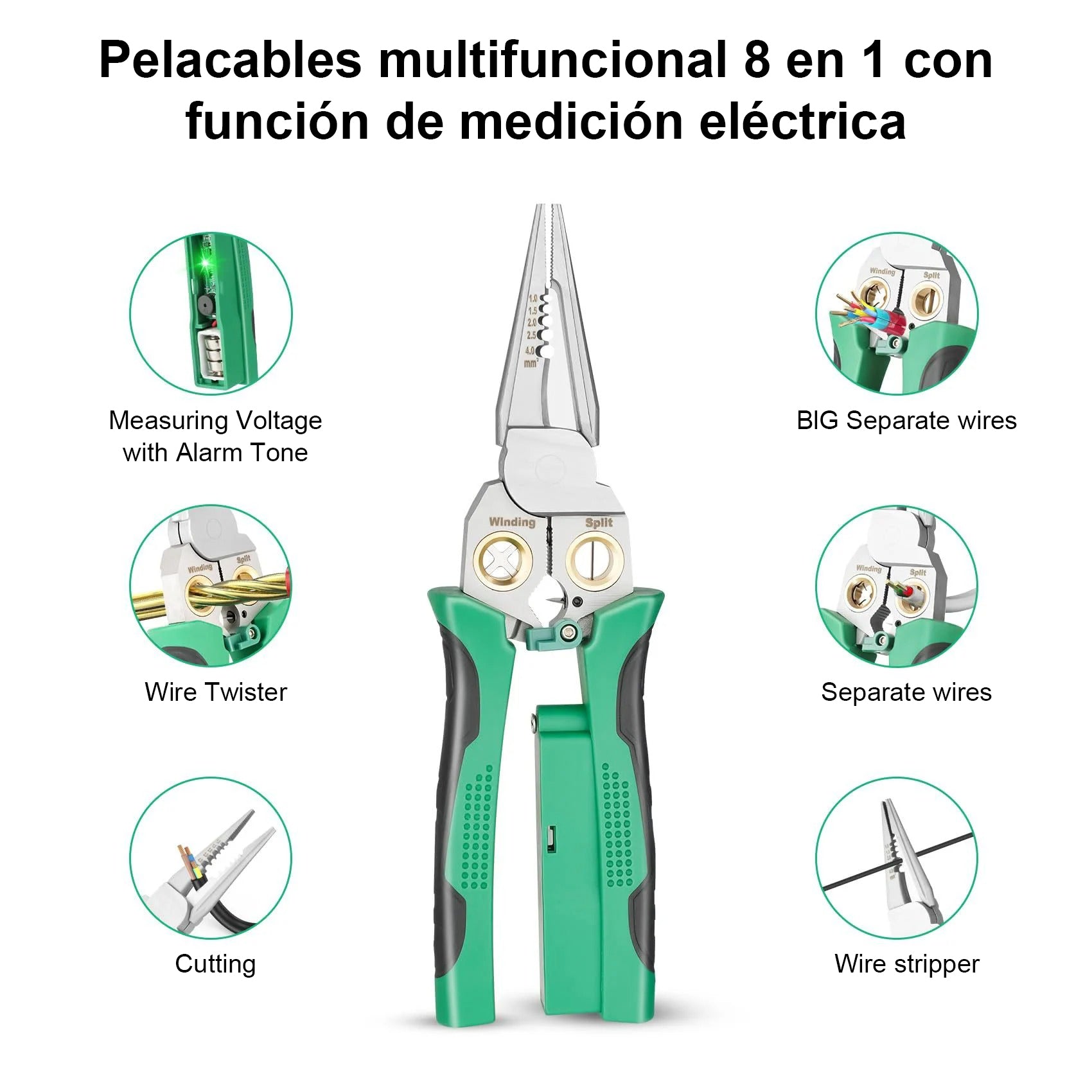 Pelacables y trenzador 8 en 1 para cortar y tirar de cables