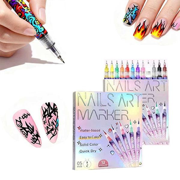 Set 12 Rotuladores Uñas Acrílicos 3D Secado Rápido