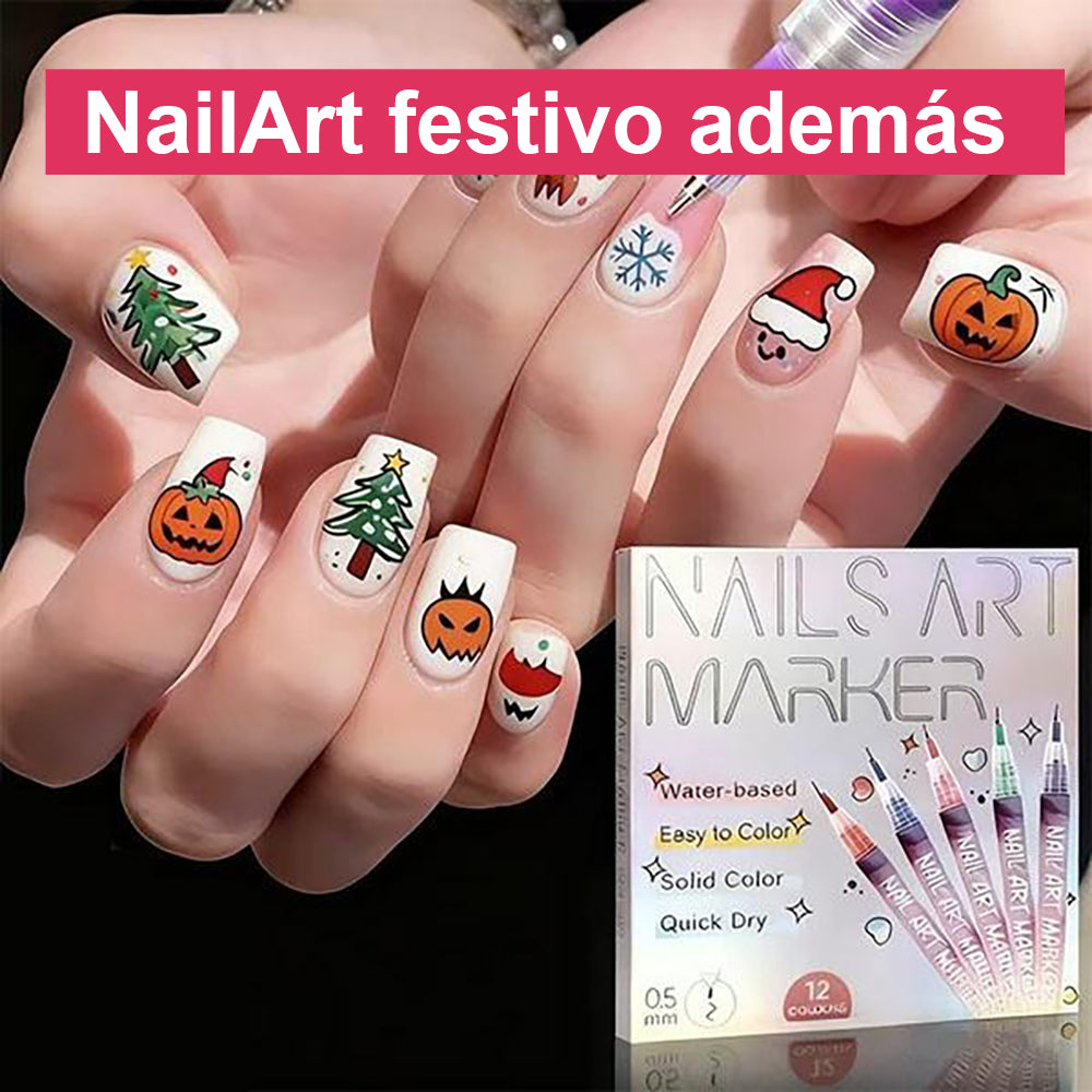 Set 12 Rotuladores Uñas Acrílicos 3D Secado Rápido - Gimideal