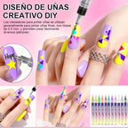 Set 12 Rotuladores Uñas Acrílicos 3D Secado Rápido - Gimideal