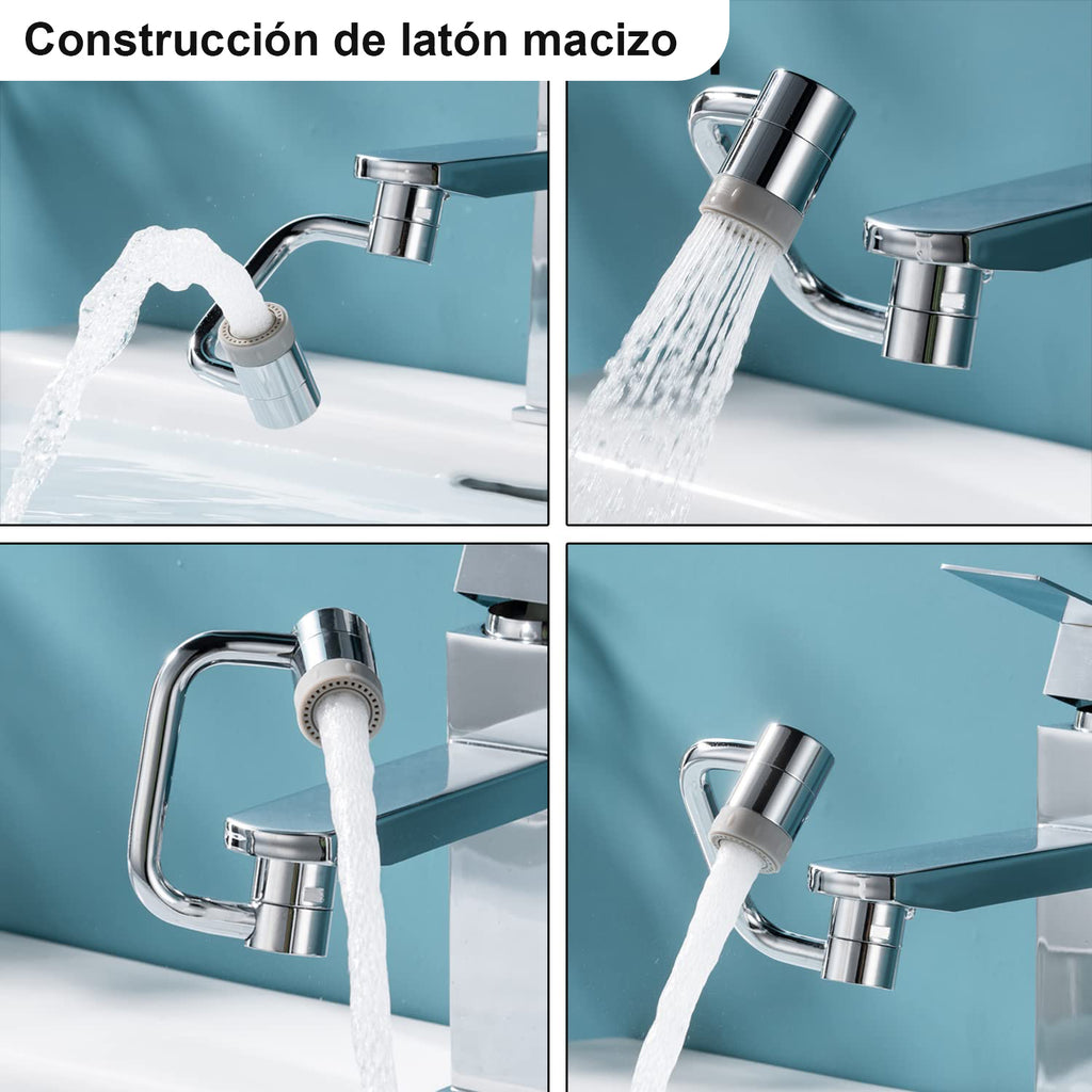 Extensor Giratorio 1080° Grifo, 2 Flujos, Latón Macizo, Fácil Instalación - Gimideal