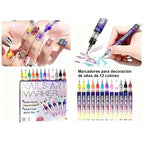 Set 12 Rotuladores Uñas Acrílicos 3D Secado Rápido - Gimideal