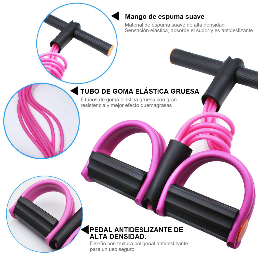 Ejercitador de Pedal 6 Tubos: Banda Resistencia Yoga y Fitness