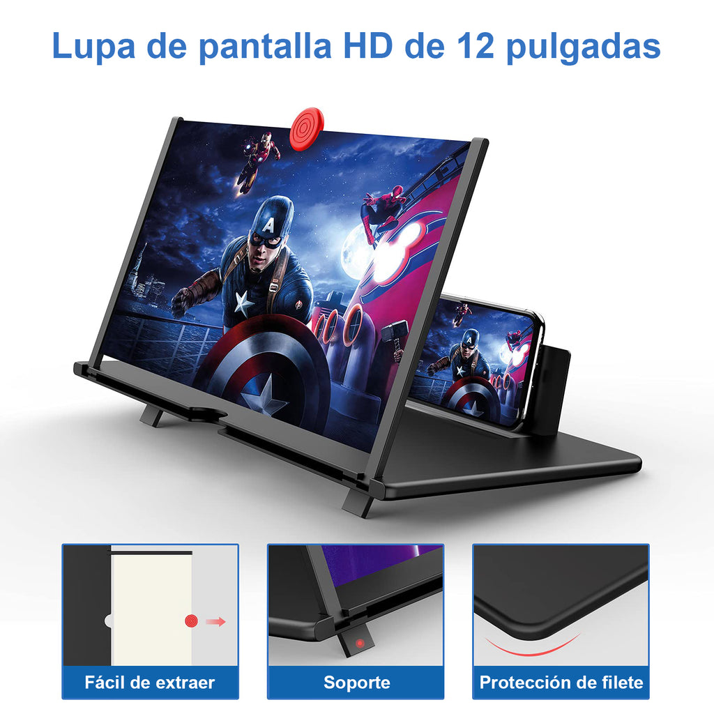 Amplificador Pantalla Móvil 12" | Lupa HD para Teléfono, Protección Ojos