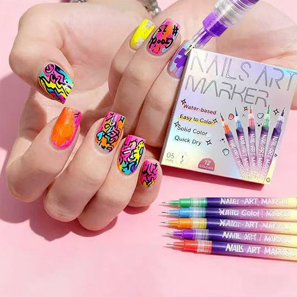 Set 12 Rotuladores Uñas Acrílicos 3D Secado Rápido - Gimideal