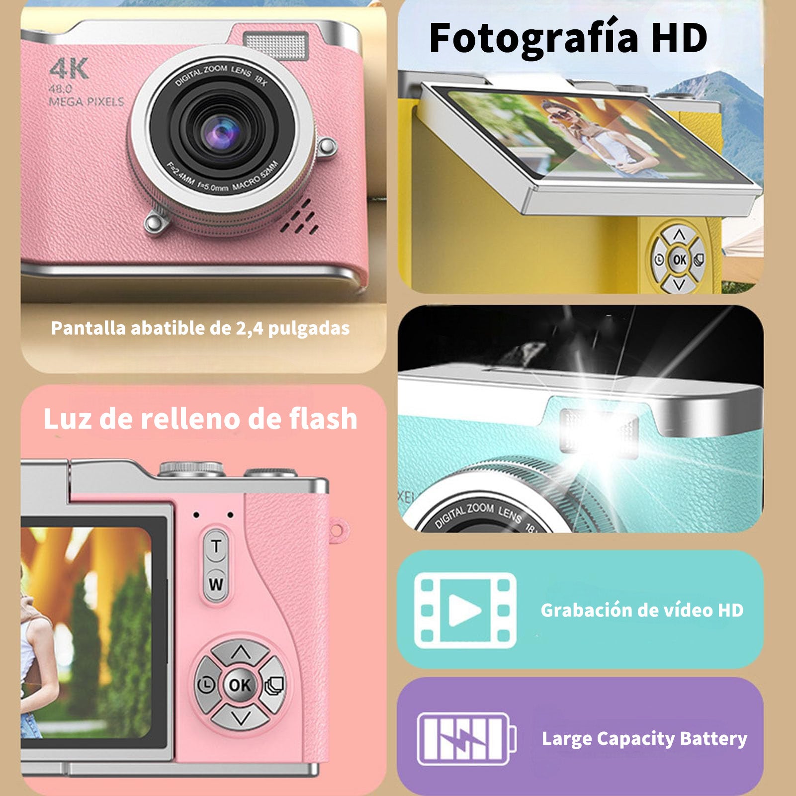 Cámara 4K Retro con 32GB + Lector + Accesorios