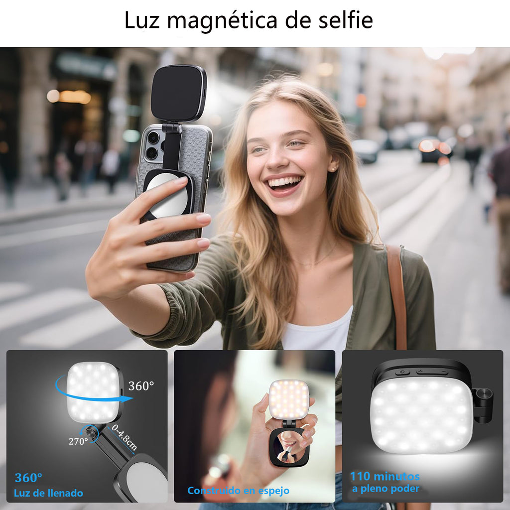 Luz Selfie MagSafe con Espejo LED Recargable iPhone