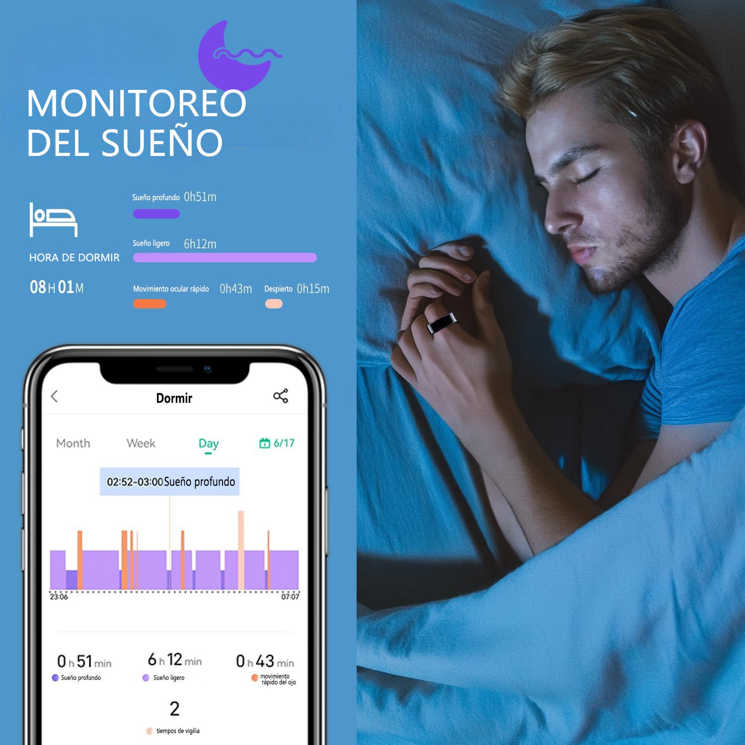 Anillo Inteligente Salud Sueño Estrés Sin Suscripción