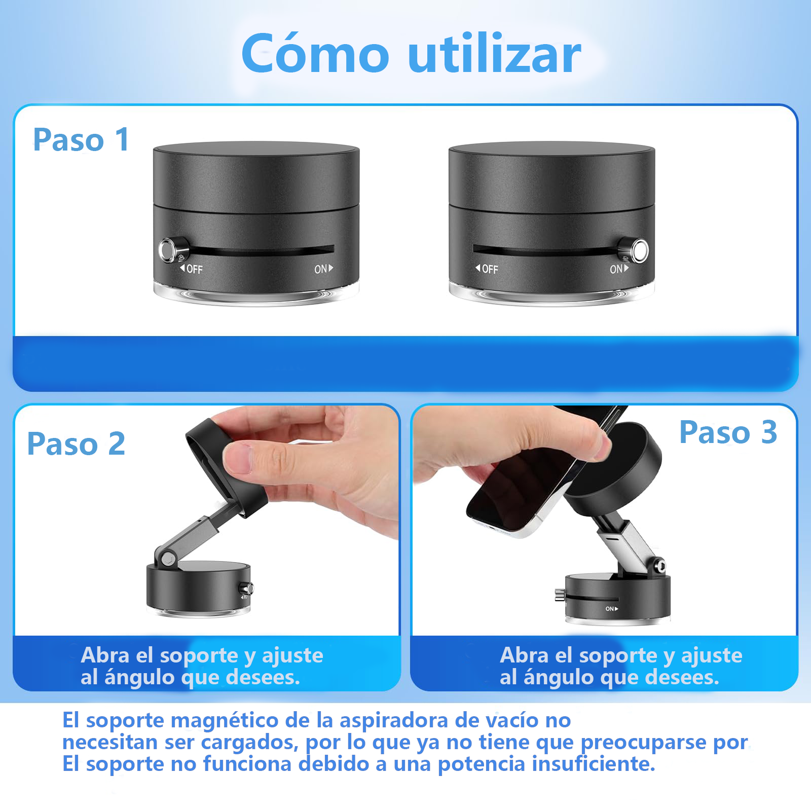 A2 Soporte Móvil Ventosa Magnética Plegable Ducha y Coche