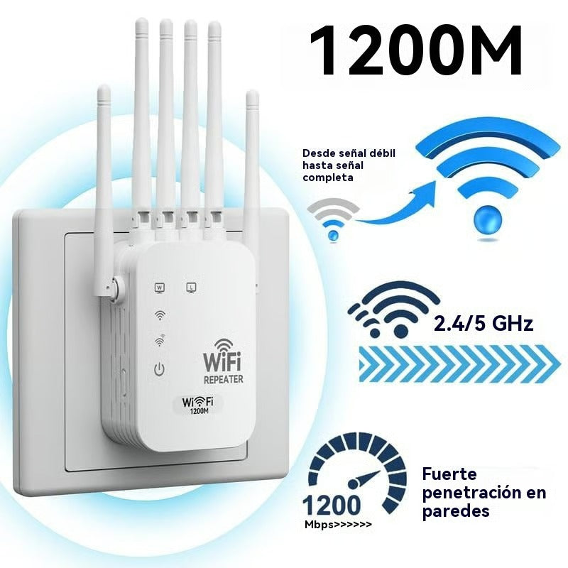Repetidor WiFi 300/1200Mbps Doble Banda: 6 Antenas Potentes