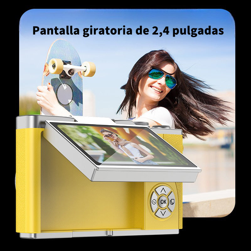 Cámara Digital 4K Retro Pantalla Abatible 8X Zoom