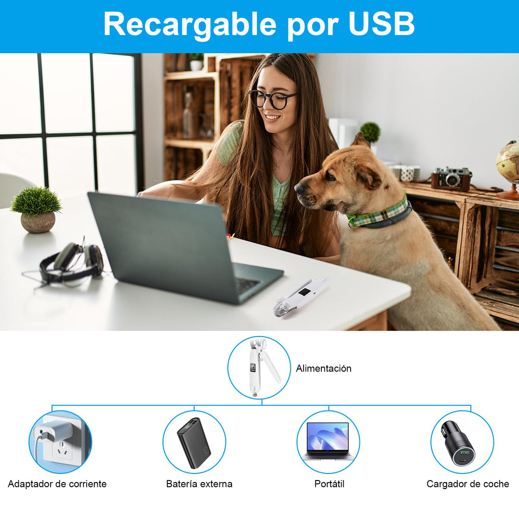 Cortauñas y Pulidor 2en1 para Mascotas con Luz LED - Gimideal