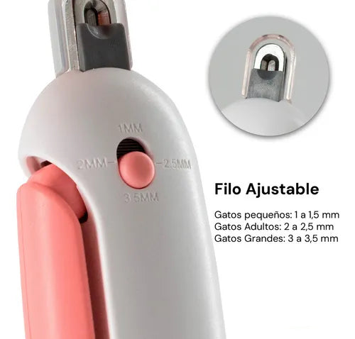 Cortaúñas Gato con Depósito y Lima Oculta Ajustable - Gimideal