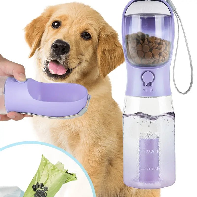 Biberón de Viaje 3 en 1 para Mascotas: 20oz de Agua, Alimento y Dispensador de Bolsas, Antifugas - GimidealBiberón de Viaje 3 en 1 para Mascotas: 20oz de Agua, Alimento y Dispensador de Bolsas, AntifugasGimidealGimidealMoradoBiberón de Viaje 3 en 1 para Mascotas: 20oz de Agua, Alimento y Dispensador de Bolsas, Antifugas
