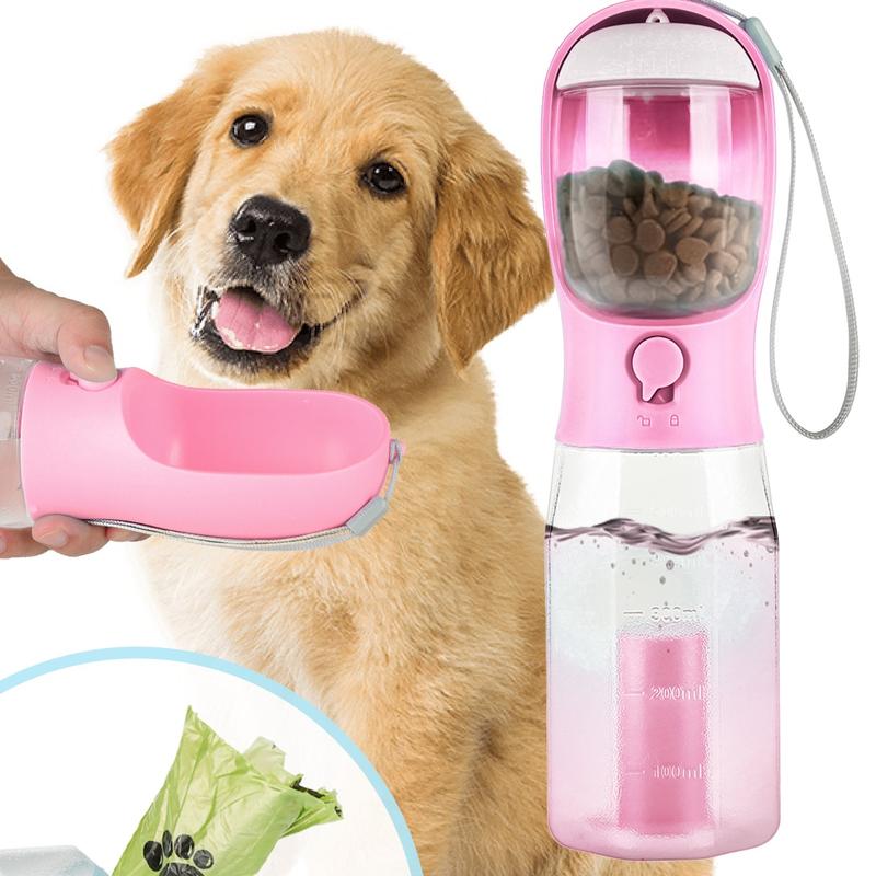 Biberón de Viaje 3 en 1 para Mascotas: 20oz de Agua, Alimento y Dispensador de Bolsas, Antifugas - GimidealBiberón de Viaje 3 en 1 para Mascotas: 20oz de Agua, Alimento y Dispensador de Bolsas, AntifugasGimidealGimidealRosaBiberón de Viaje 3 en 1 para Mascotas: 20oz de Agua, Alimento y Dispensador de Bolsas, Antifugas