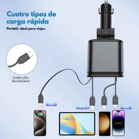 Cargador de Auto 4 en 1 con Cable Retráctil y Luz Estrellada – Carga Rápida PD 66W y Compatibilidad Universal - GimidealCargador de Auto 4 en 1 con Cable Retráctil y Luz Estrellada – Carga Rápida PD 66W y Compatibilidad UniversalGimidealGimidealCargador de Auto 4 en 1 con Cable Retráctil y Luz Estrellada – Carga Rápida PD 66W y Compatibilidad Universal