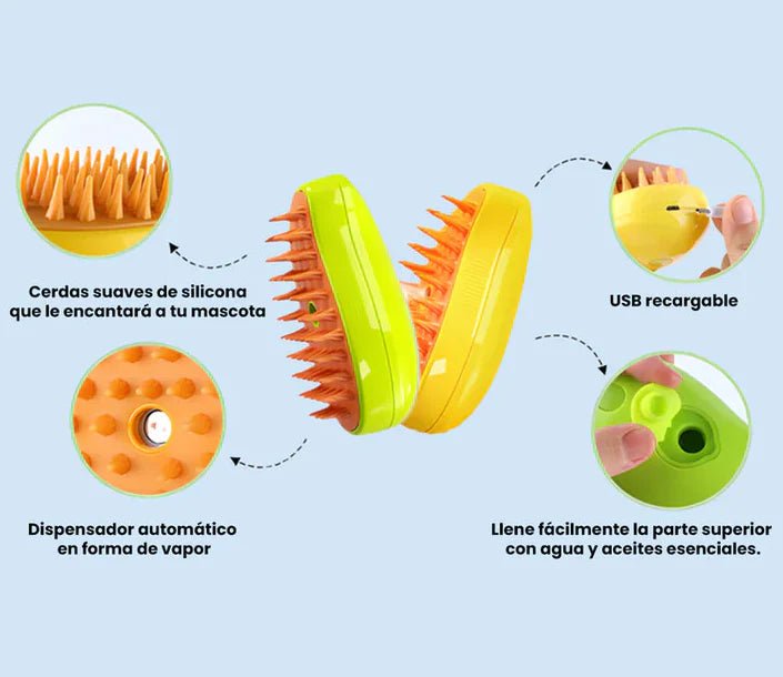 Cepillo Vapor para Mascotas - 3 en 1 - GimidealCepillo Vapor para Mascotas - 3 en 1GimidealGimidealCepillo Vapor para Mascotas - 3 en 1