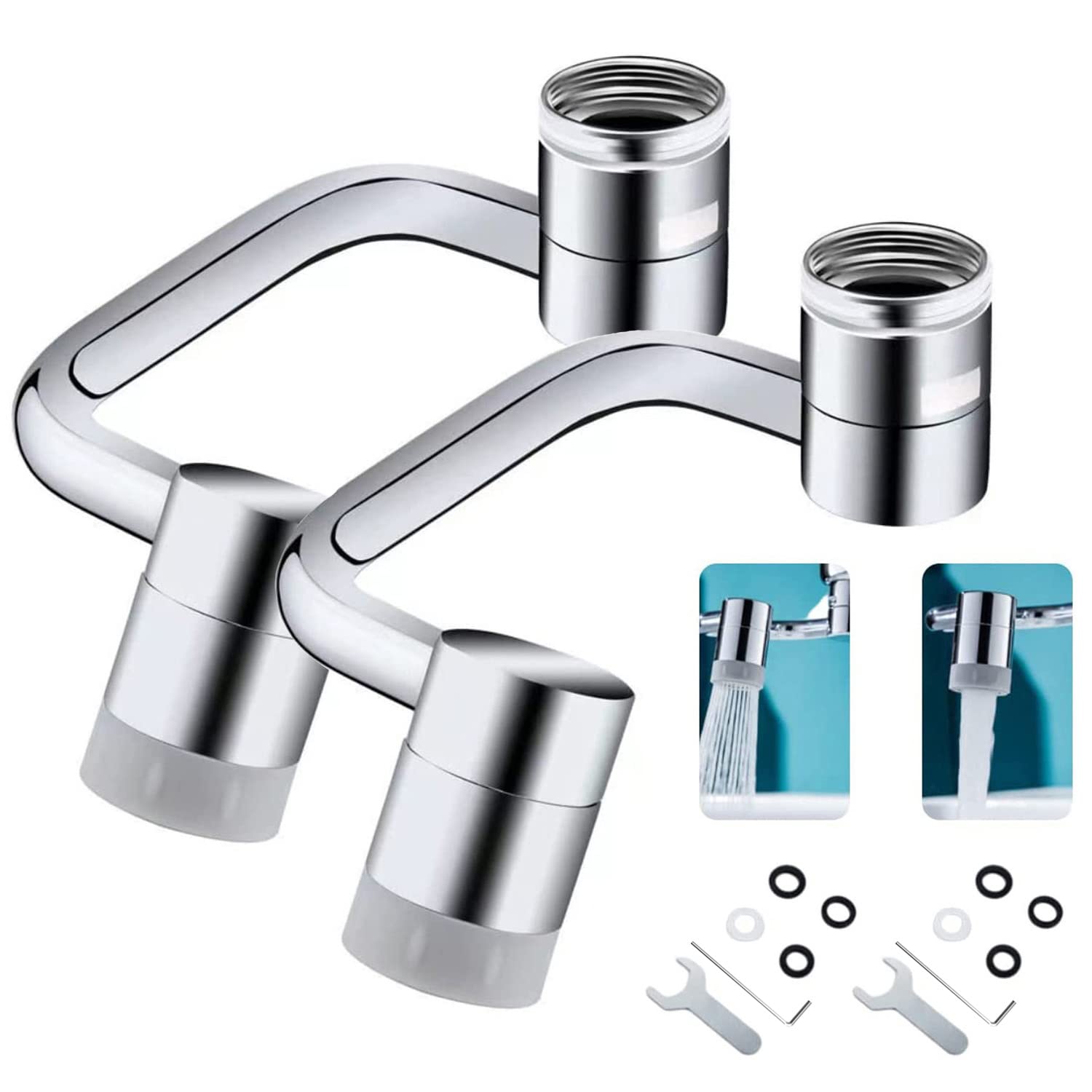 Extensor Giratorio 1080° Grifo, 2 Flujos, Latón Macizo, Fácil Instalación - GimidealExtensor Giratorio 1080° Grifo, 2 Flujos, Latón Macizo, Fácil InstalaciónGimidealGimidealCromo - 2 paqueteExtensor Giratorio 1080° Grifo, 2 Flujos, Latón Macizo, Fácil Instalación - Gimideal