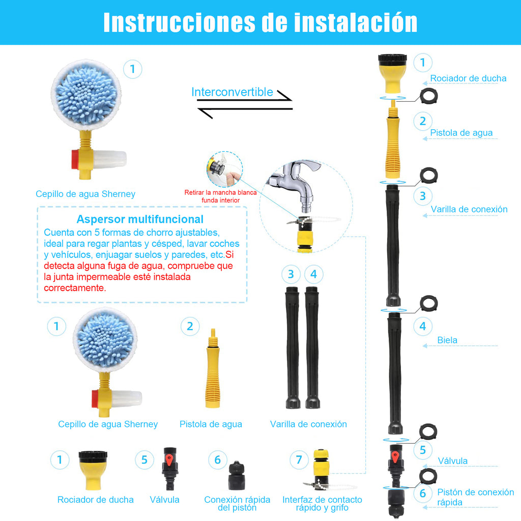 Cepillo Giratorio para Lavado de Autos con Espuma Automática