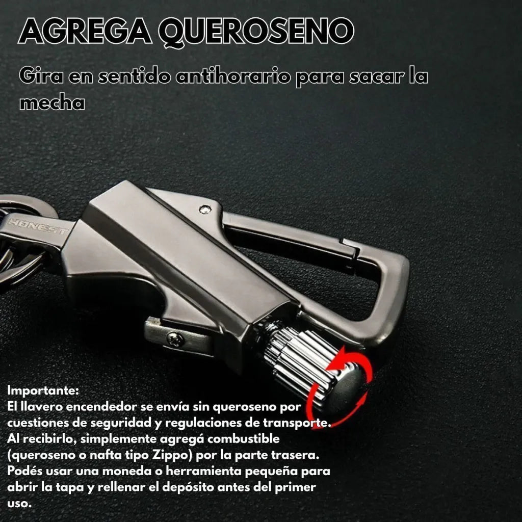 Encendedor de Pedernal Permanente y Llavero Multiuso con Abridor