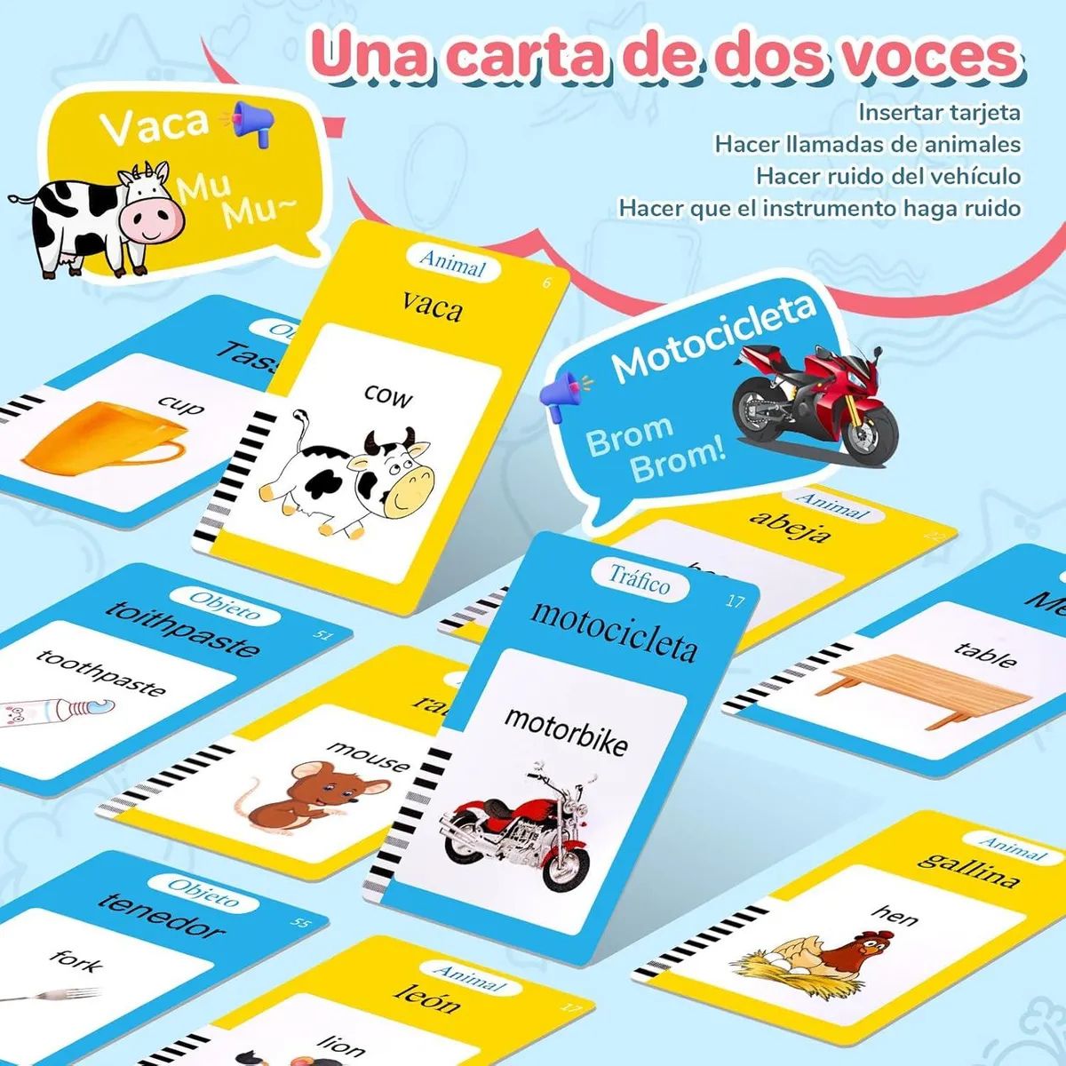 112 Tarjetas Bilingües Inglés-Español con Sonido Niños - Gimideal