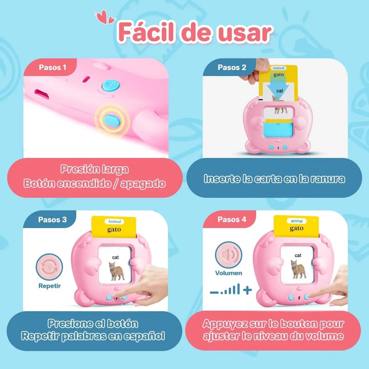 112 Tarjetas Bilingües Inglés-Español con Sonido Niños - Gimideal