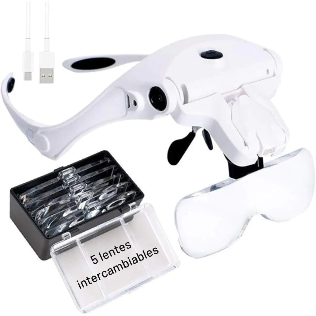 Lupa de Cabeza LED con 5 Lentes Intercambiables y Carga USB – Amplificador de Visión para Trabajos de Precisión - GimidealLupa de Cabeza LED con 5 Lentes Intercambiables y Carga USB – Amplificador de Visión para Trabajos de PrecisiónGimidealGimidealLupa de Cabeza LED con 5 Lentes Intercambiables y Carga USB – Amplificador de Visión para Trabajos de Precisión