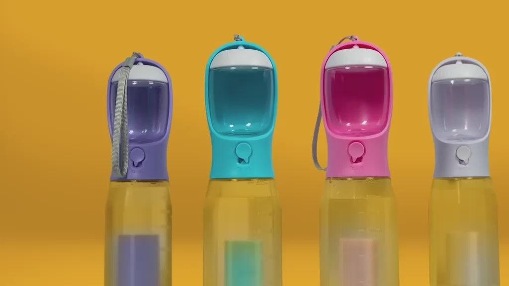 Biberón de Viaje 3 en 1 para Mascotas: 20oz de Agua, Alimento y Dispensador de Bolsas, Antifugas