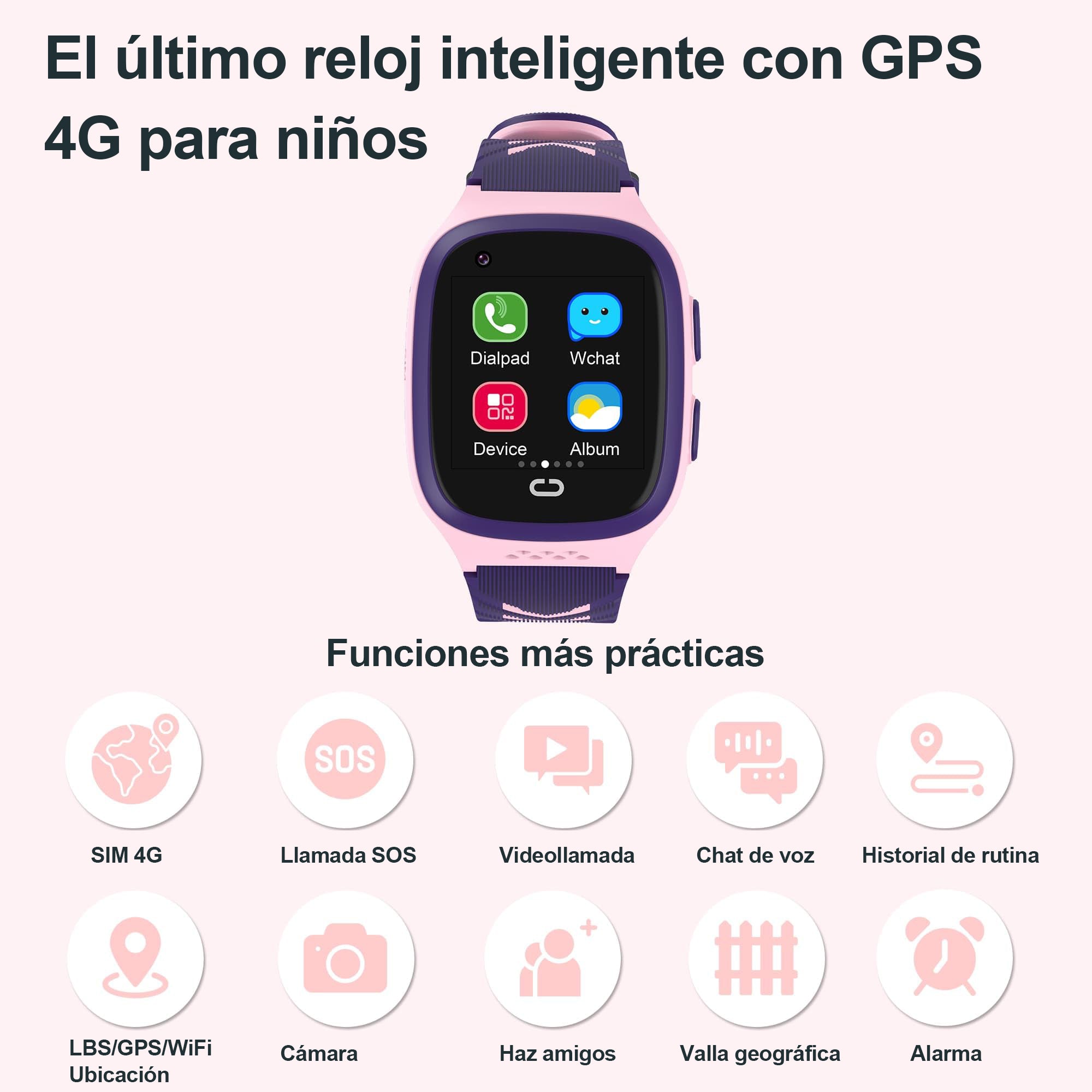 Reloj inteligente infantil con GPS 4G, videollamada y función SOS - Gimideal