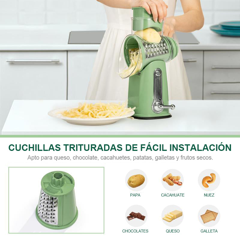 Rallador de Queso Rotativo con Manivela y 5 Cuchillas - Gimideal