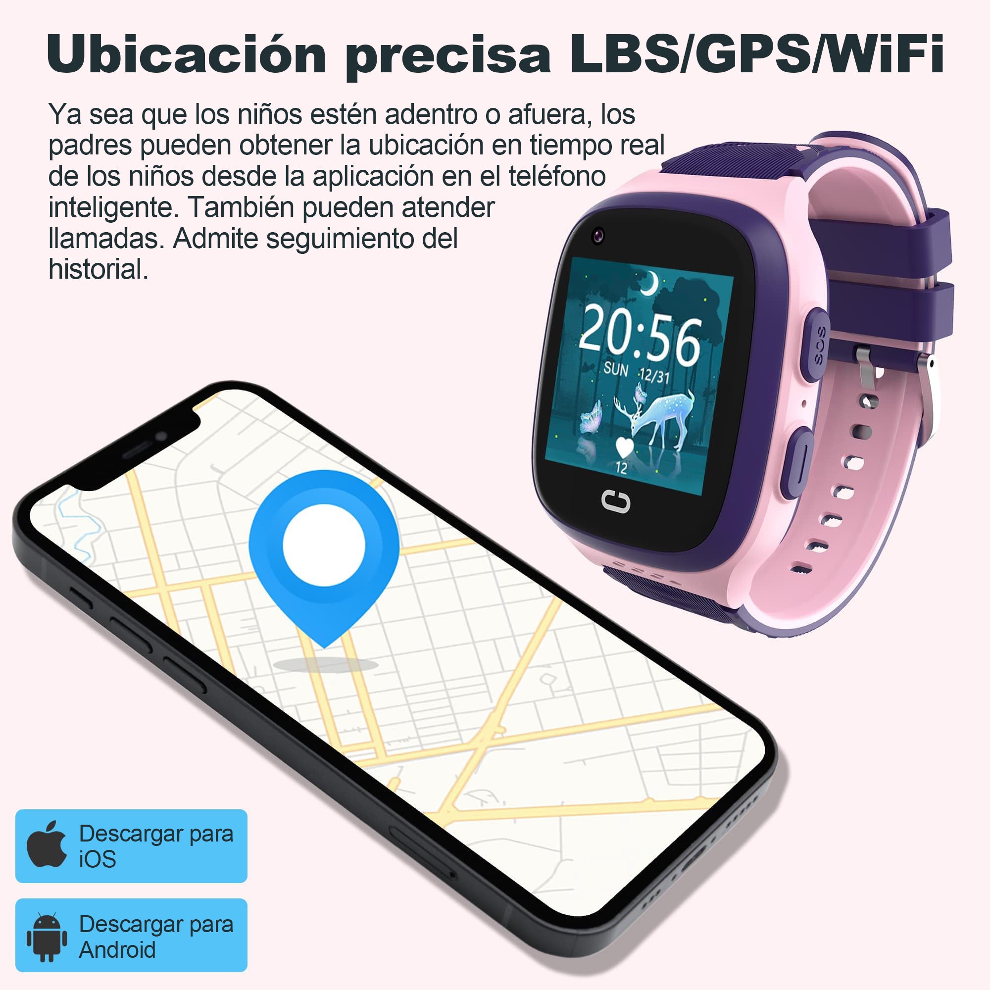Reloj inteligente infantil con GPS 4G, videollamada y función SOS - Gimideal